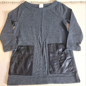 Crewcuts Grey Shift Faux Leather Pocket Dress 4-5